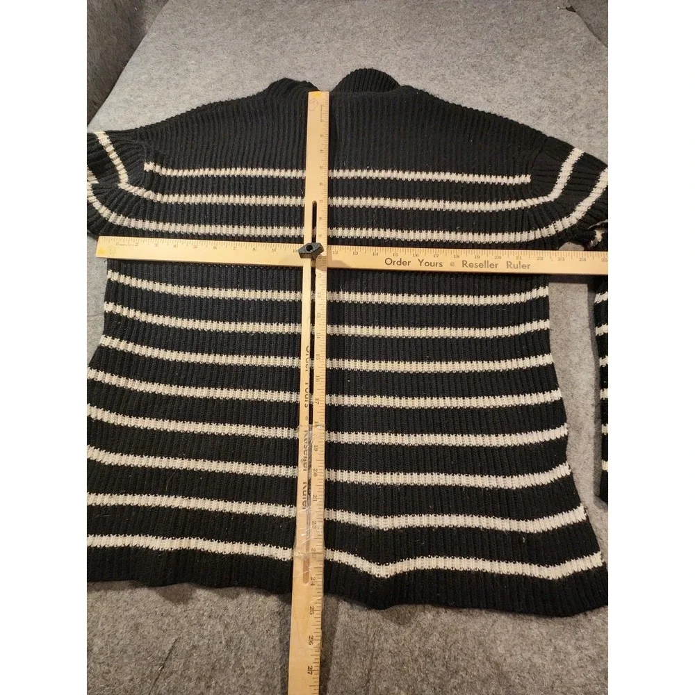 AllSaints‎ Sweater Mens Medium Black Merino Wool Cashmere Pullover Mock Striped